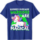 Warriors Are Magical Kidney Disease Awareness Unicorn Ribbon T-Shirt - T-Shirt | Royal