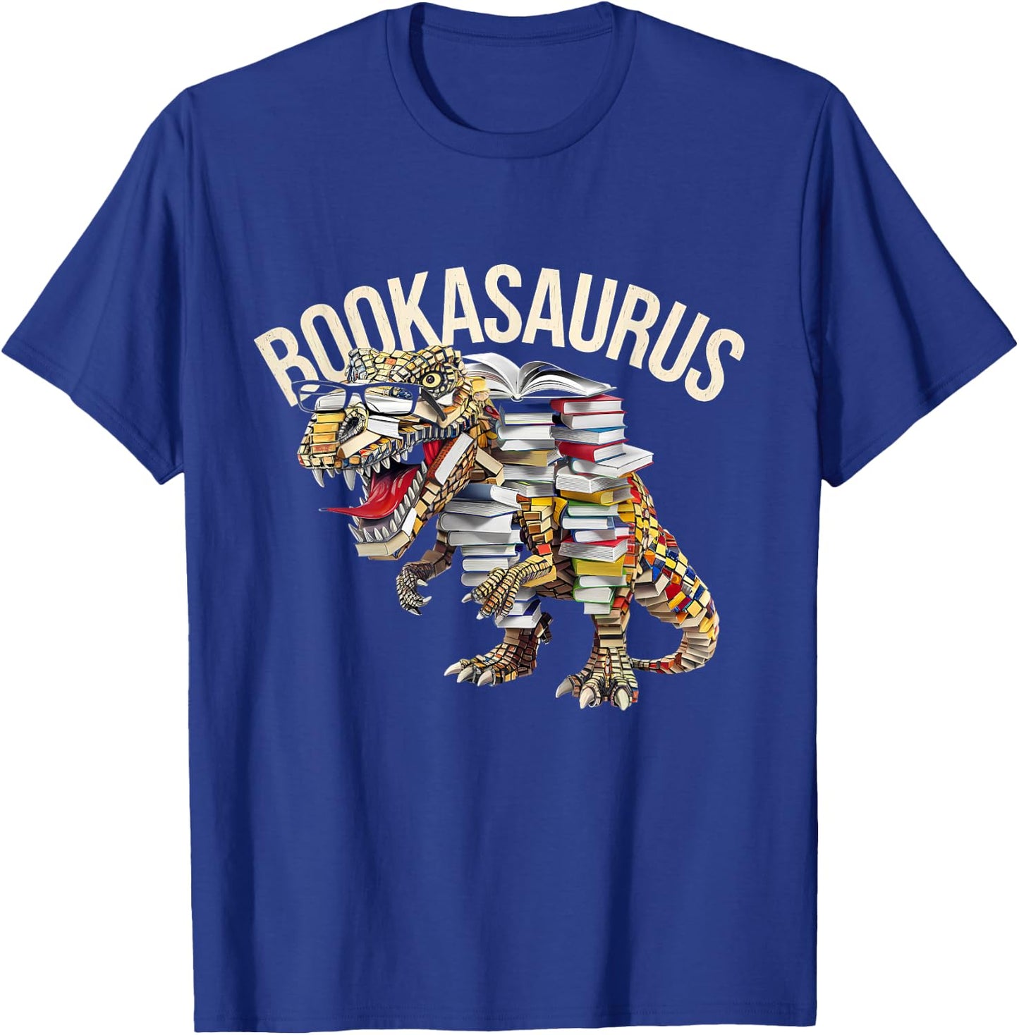 Book Reading Dinosaur T-Rex Dino Funny Bookworm T-Shirt - T-Shirt | Royal