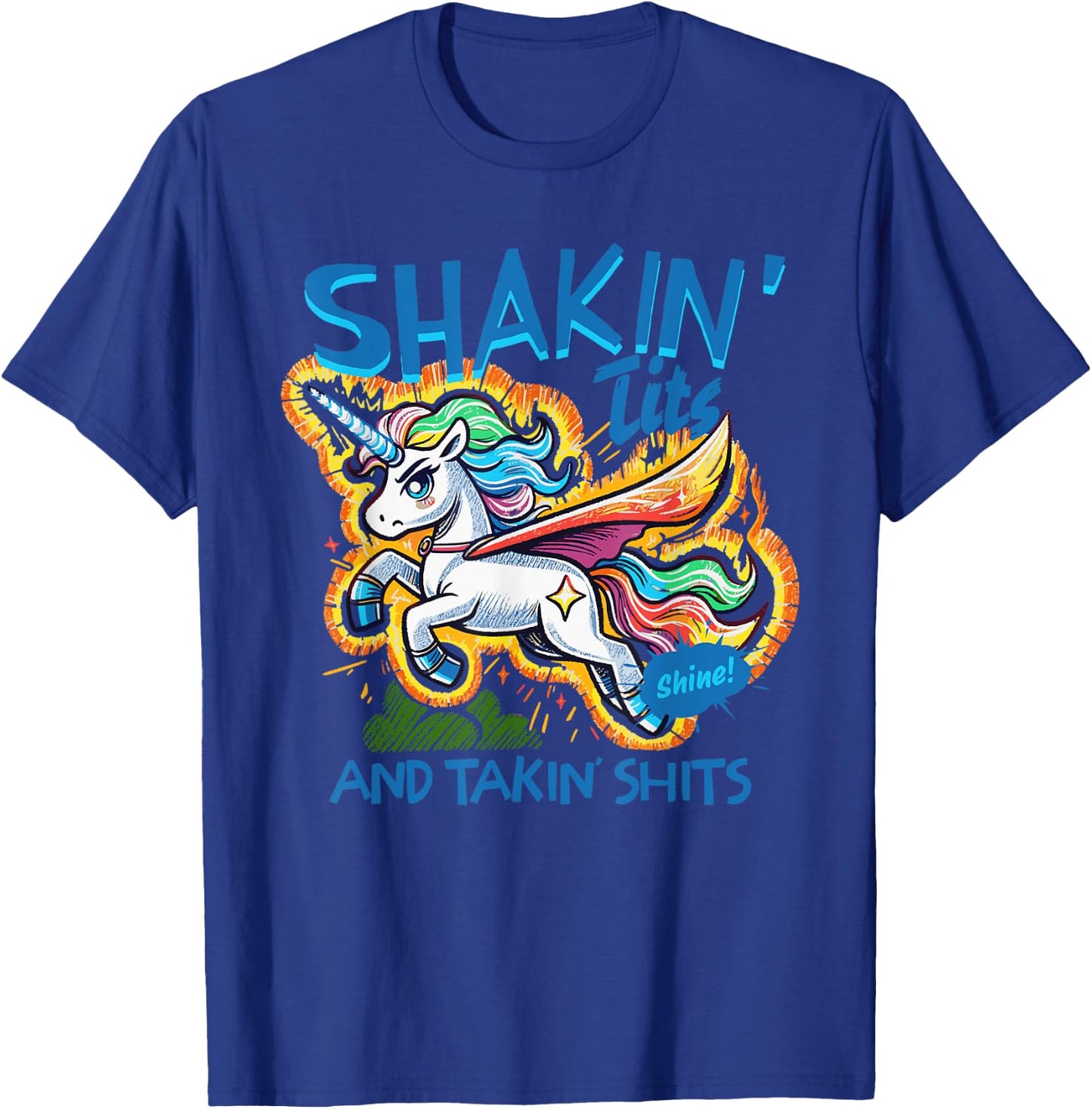 Shakin' Tits & Takin' Shits Design T-Shirt - T-Shirt | Royal