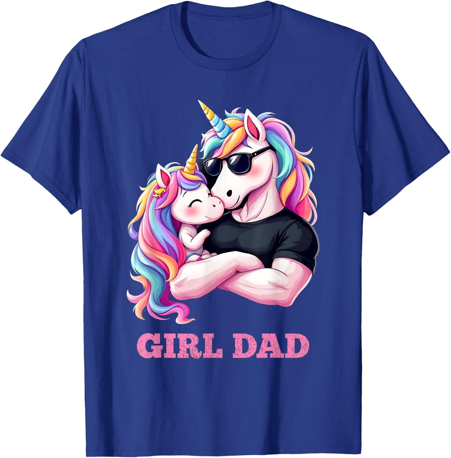 Dadacorn, Daddy Daughter Unicorn, Cute Pink Girl Dad T-Shirt - T-Shirt | Royal