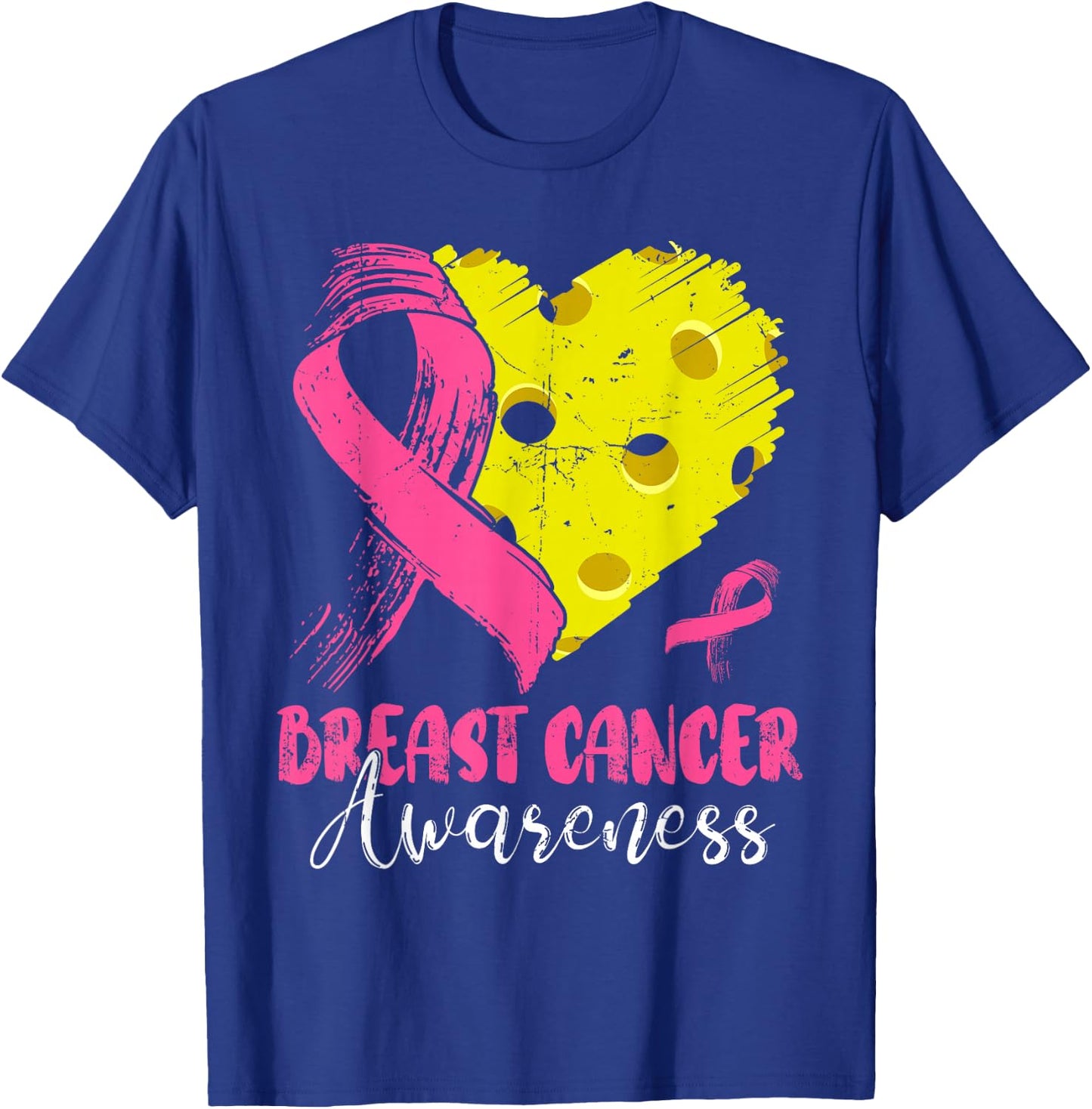 Pink Ribbon & Pickleball Ball Heart Breast Cancer Warrior T-Shirt - T-Shirt | Royal