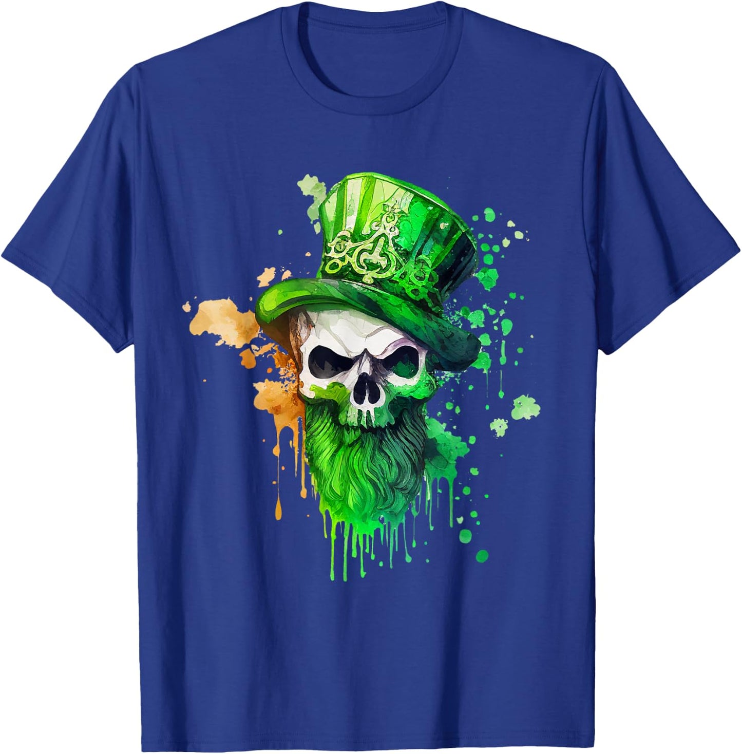 St Patricks Day Irish Skull Cloverleaf Leprechaun , black T-Shirt - T-Shirt | Royal