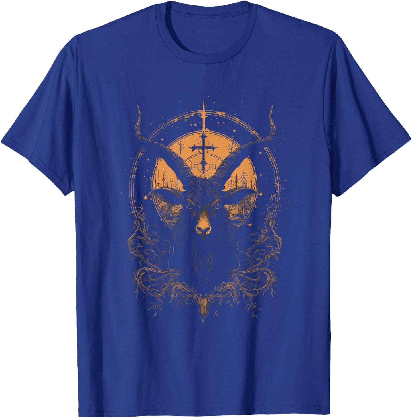 Satanic Goat Baphomet Creepy Occult Devil Goth Lucifer T-Shirt - T-Shirt | Royal