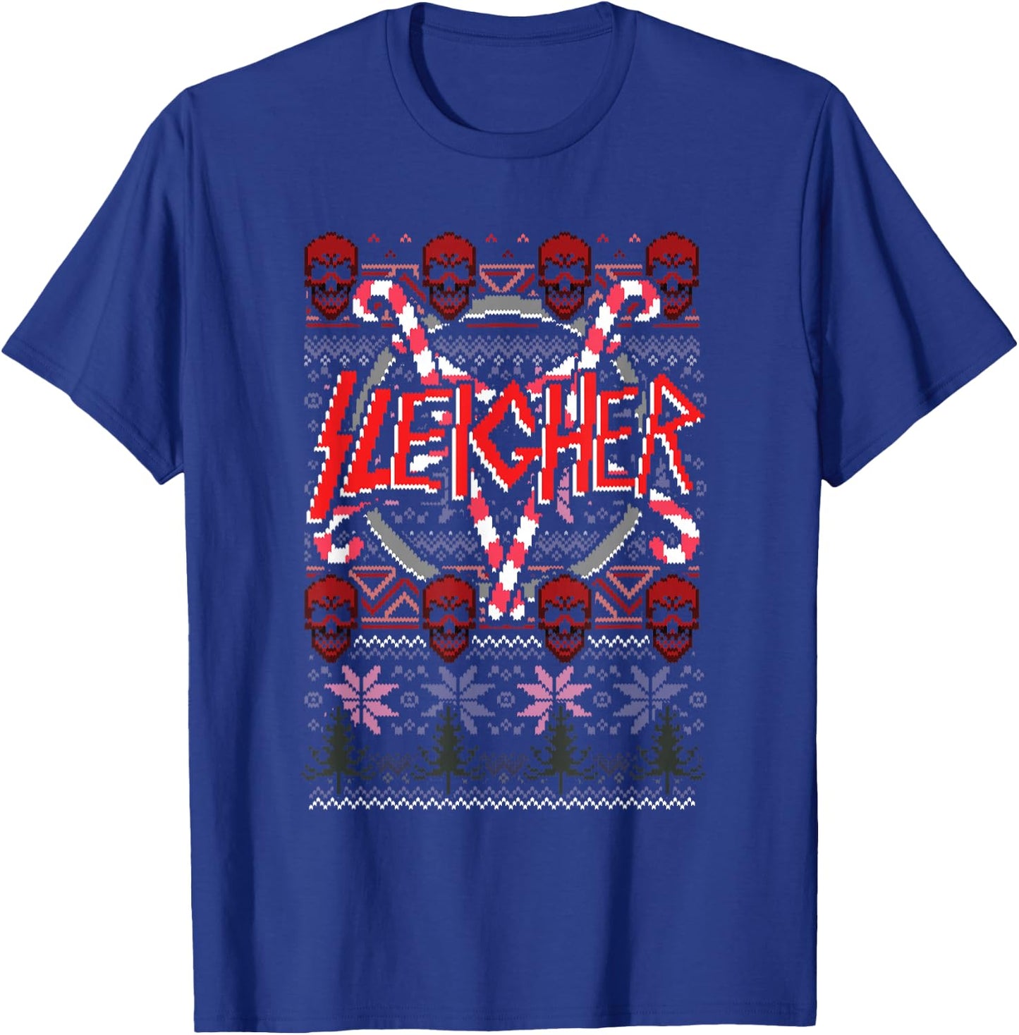 Sleigher Novelty Christmas T-Shirt - T-Shirt | Royal
