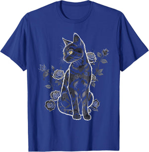 Black Roses Alt Aesthetic Nu Goth Teen Goth Cat T-Shirt - T-Shirt | Royal