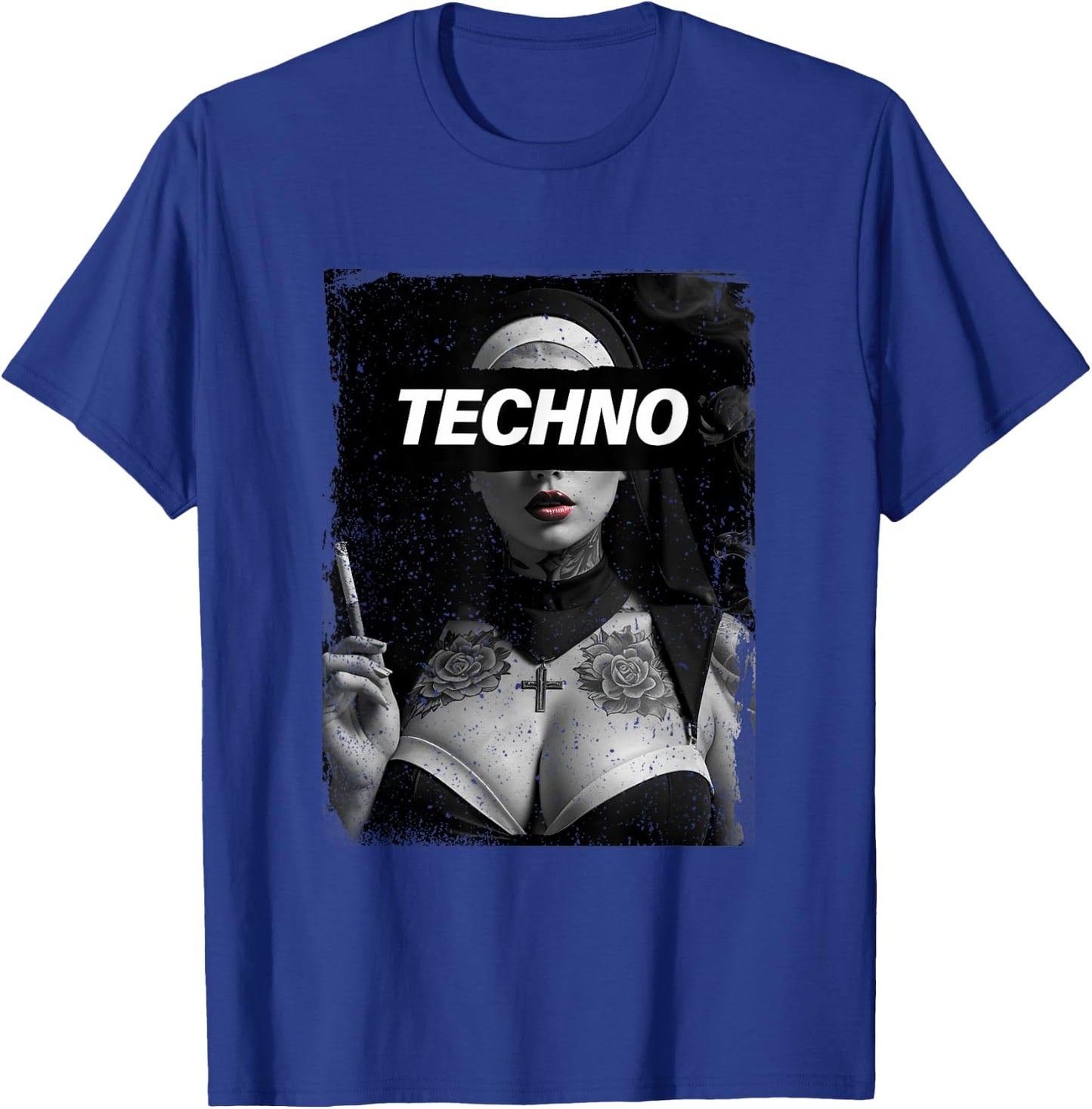 Techno Nun Techno Rave Party Hardstyle T-Shirt - T-Shirt | Royal
