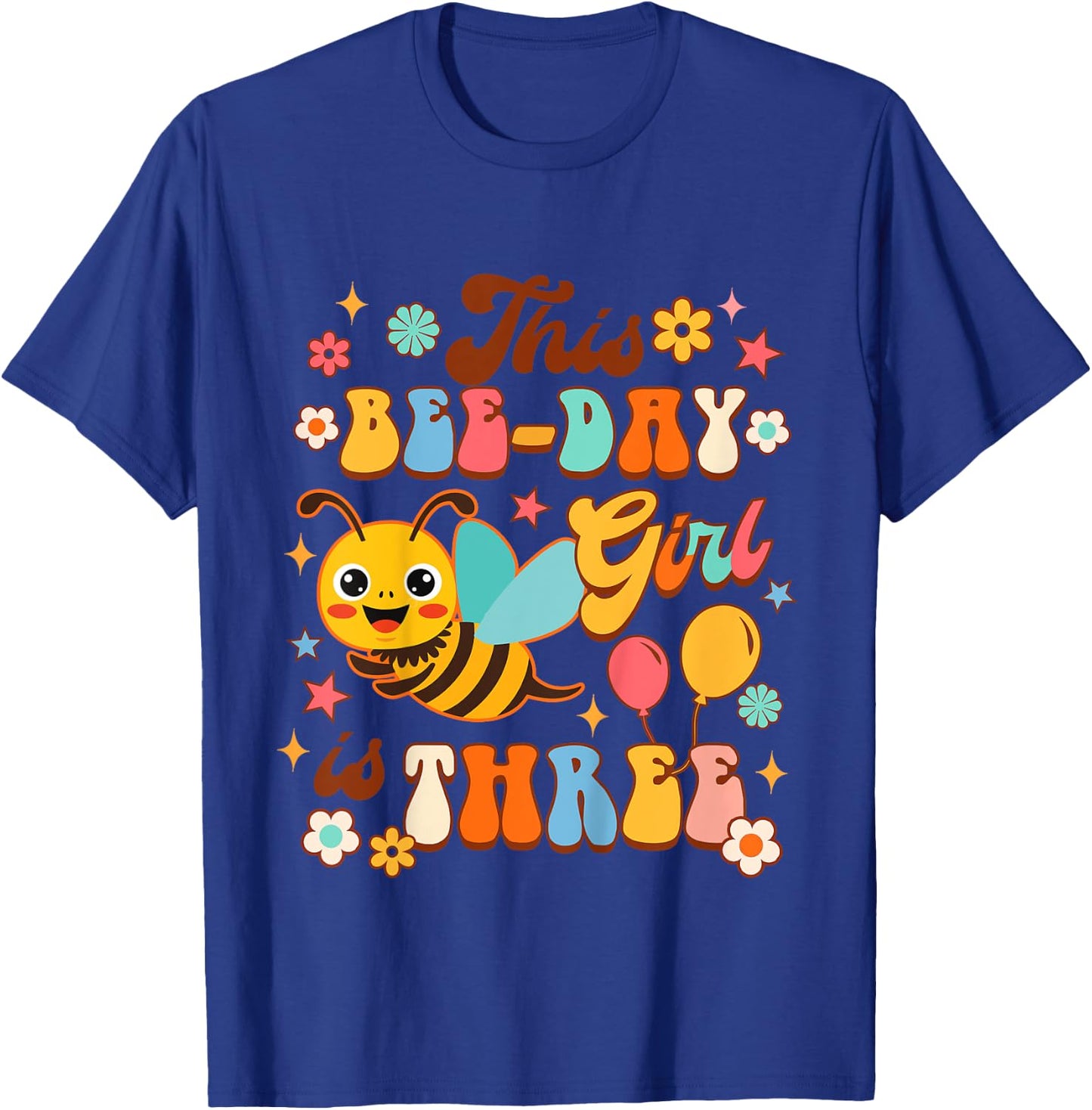 Kids 3rd Birthday Girl Third Birthday This Bee-day Girl Is Three T-Shirt - T-Shirt | Royal