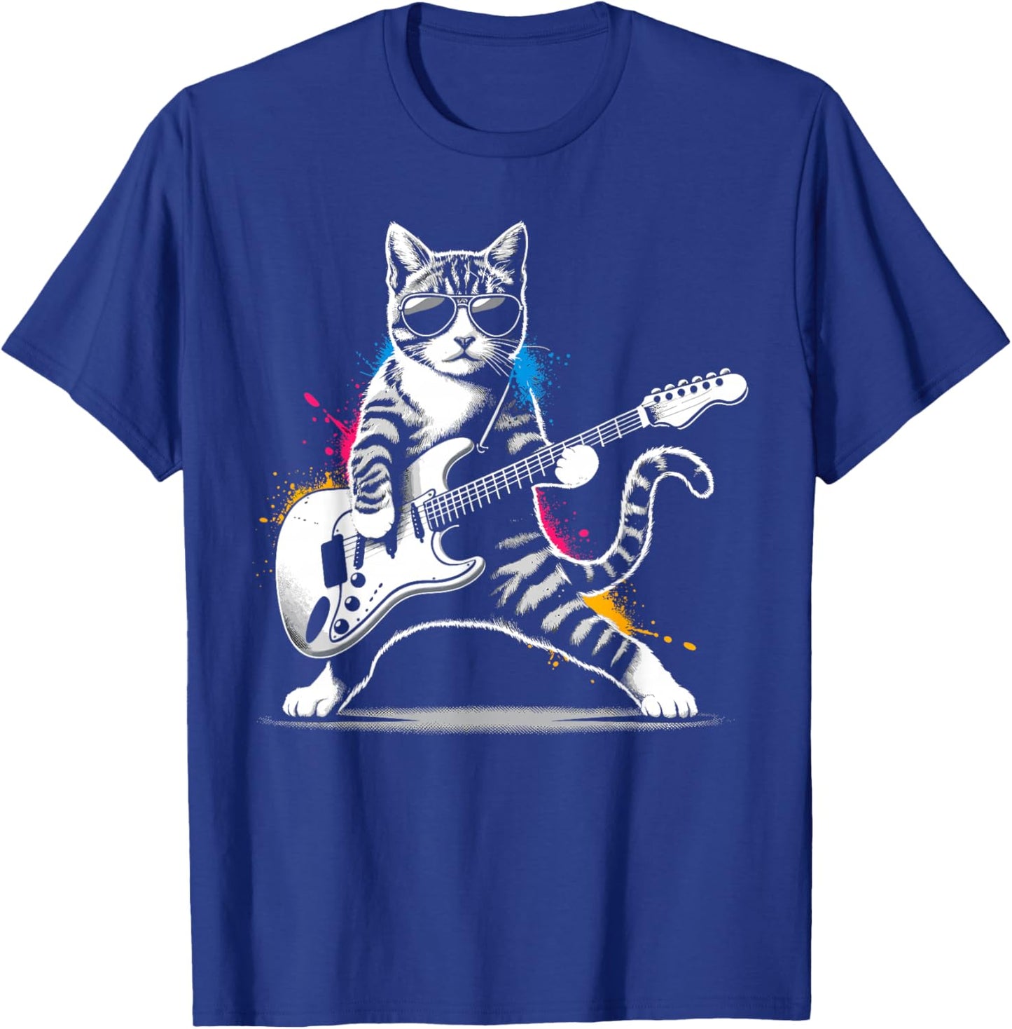 Nerrrdy Damen Rock 'n' Katzen Katzen und Gitarren Schwarz Kurzarm Klein Regular M T-Shirt - T-Shirt | Royal