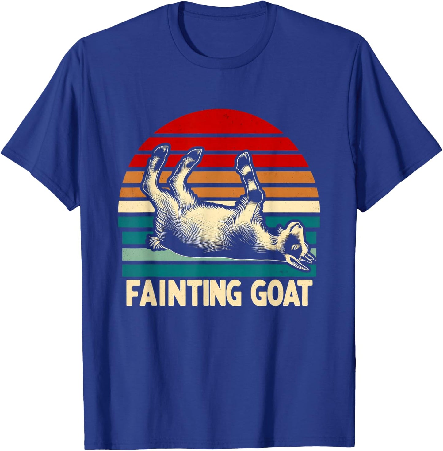 Retro Sunset Fainting Goat - Funny Vintage Animal T-Shirt - T-Shirt | Royal