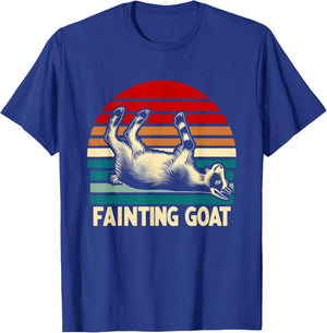 Retro Sunset Fainting Goat - Funny Vintage Animal T-Shirt - T-Shirt | Royal