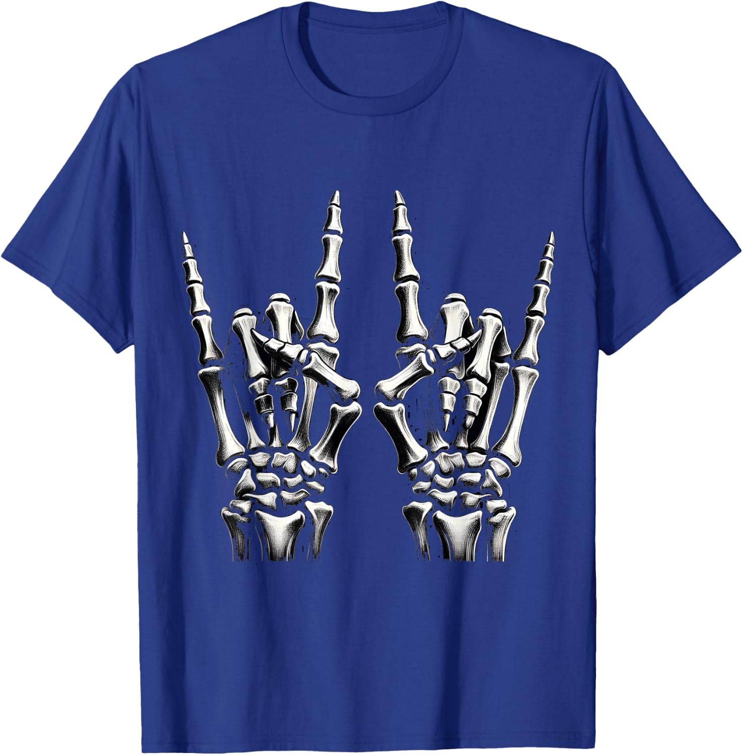 Hand rock on skeleton panel for music supporters , Black, S T-Shirt - T-Shirt | Royal