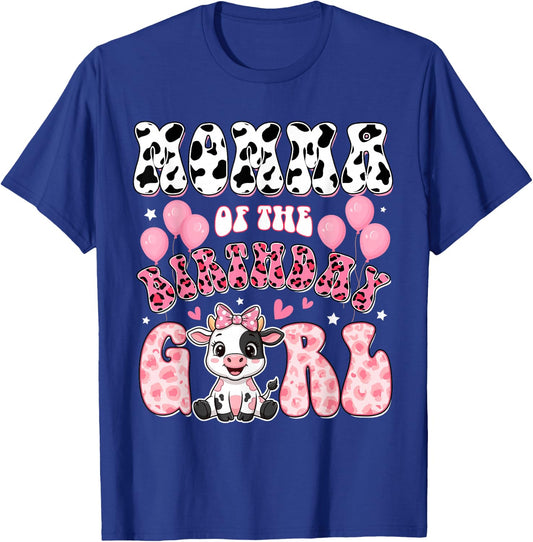 Momma of The Birthday Girl Cow Farm Family 1St Birthday T-Shirt - T-Shirt | Royal