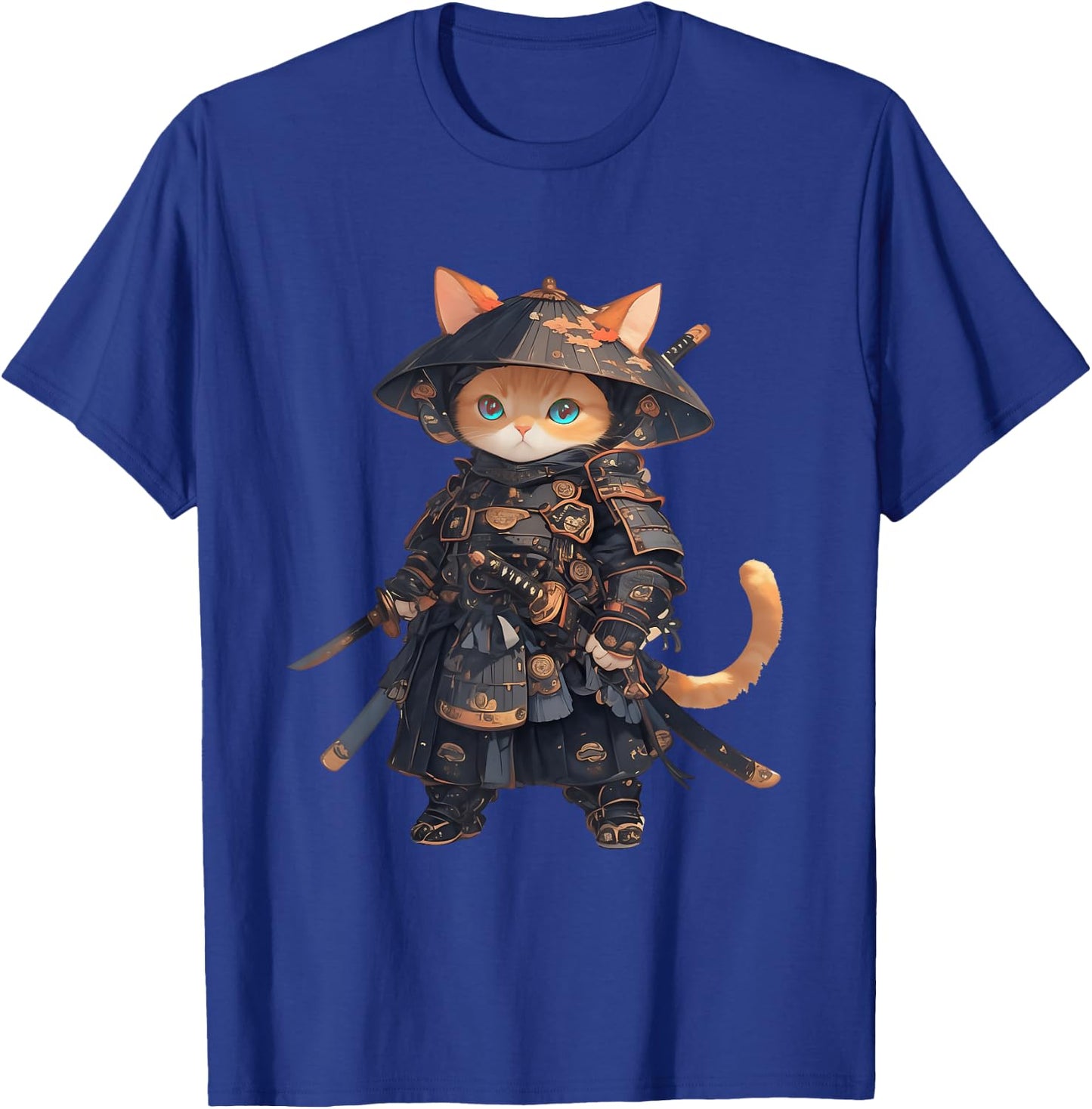 Japanese Samurai Cat Kawaii Ninja Cat Neko T-Shirt - T-Shirt | Royal