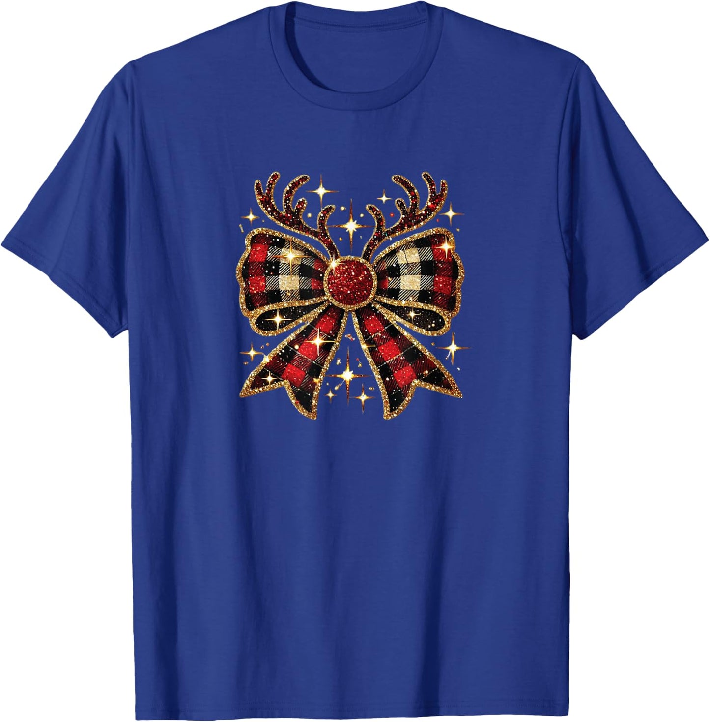 Shiny Christmas Reindeer Bow T-Shirt - T-Shirt | Royal