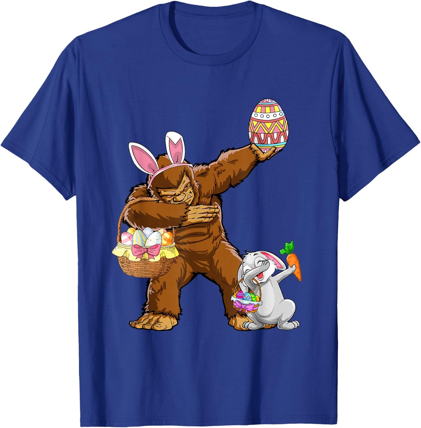 Funny Dabbing Bunny Bigfoot Easter Basket Boys Girls Kids T-Shirt - T-Shirt | Royal
