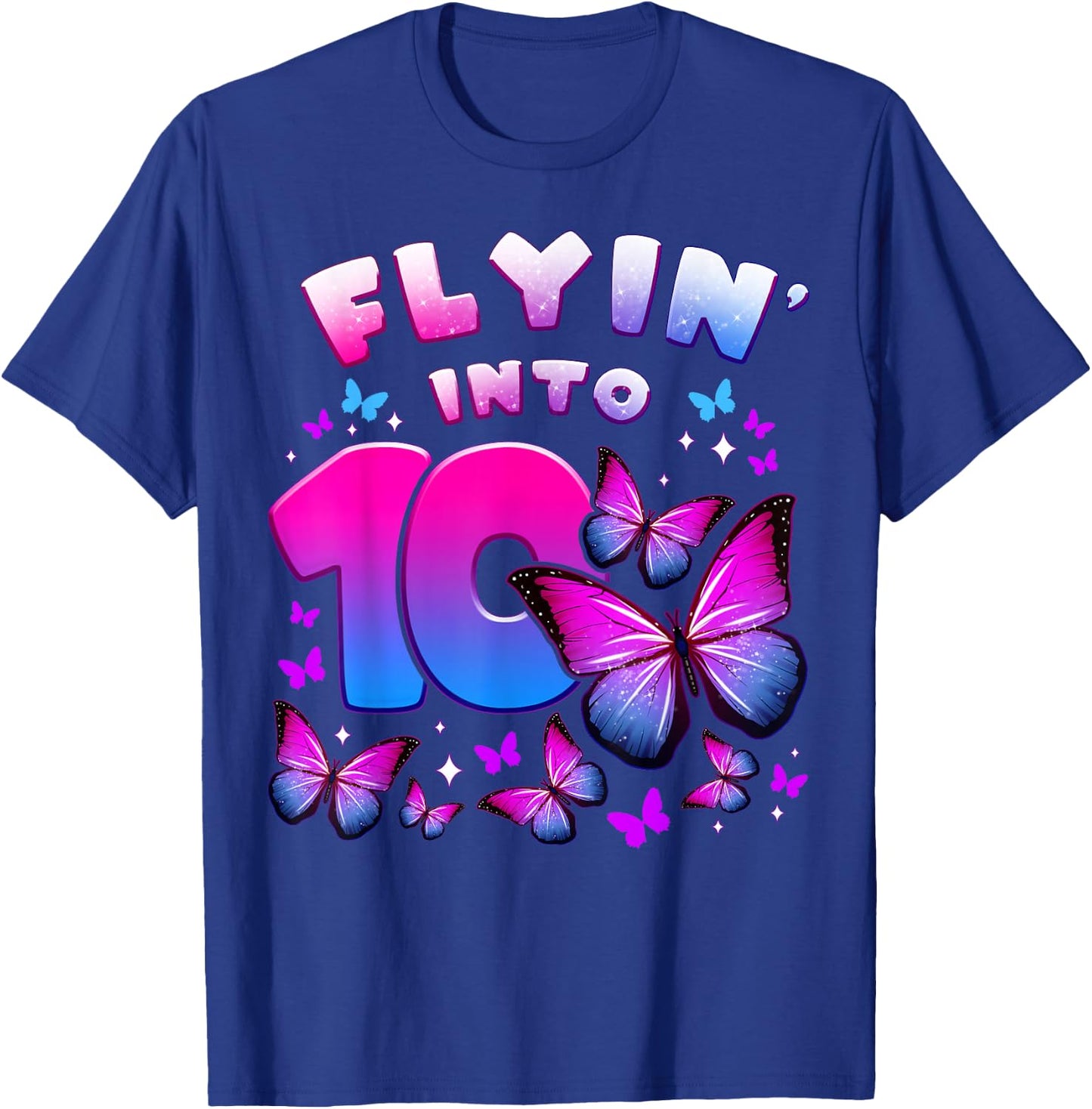 Birthday Girl 10 Years Old Butterfly Number 10 T-Shirt - T-Shirt | Royal