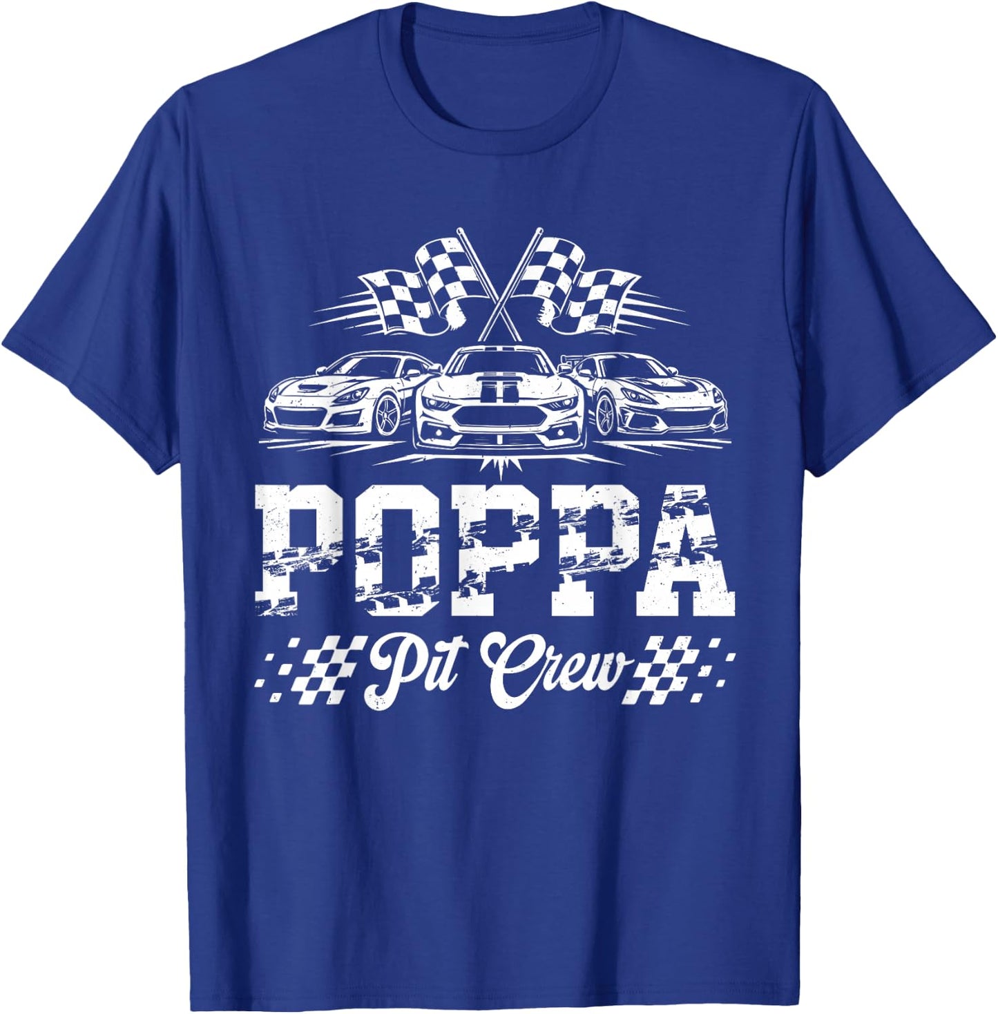 Poppa Pit Crew Racing Family Race Car Birthday T-Shirt - T-Shirt | Royal
