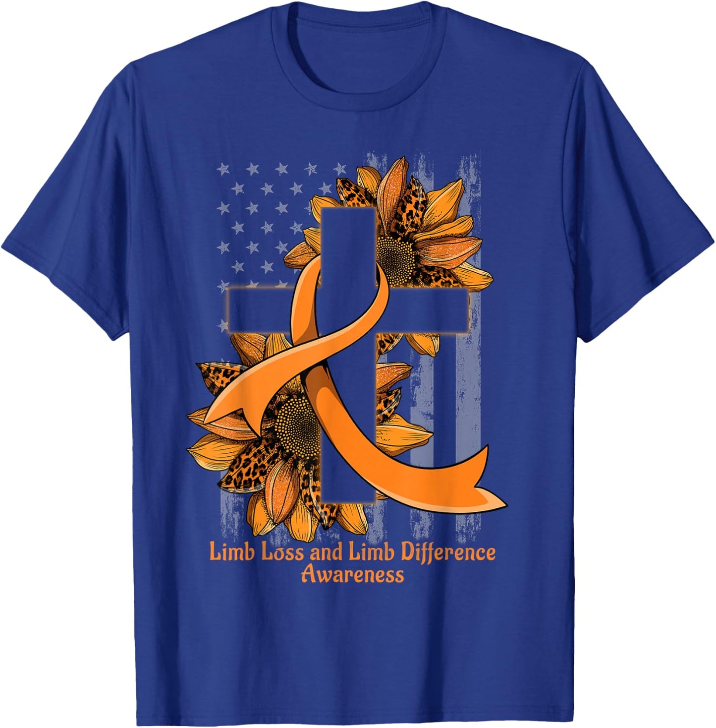 Christian Cross Limb Loss and Limb Difference Awareness T-Shirt - T-Shirt | Royal