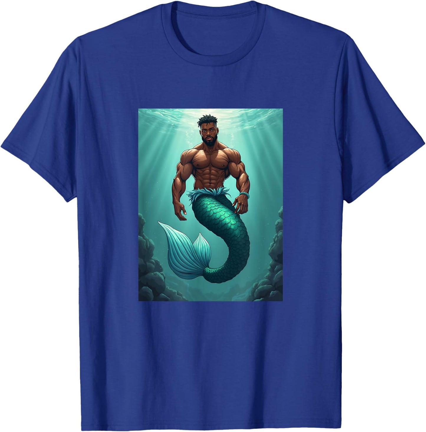 LGBTQ Transgender Gay Muscle African Mermaid Gay Merman T-Shirt - T-Shirt | Royal