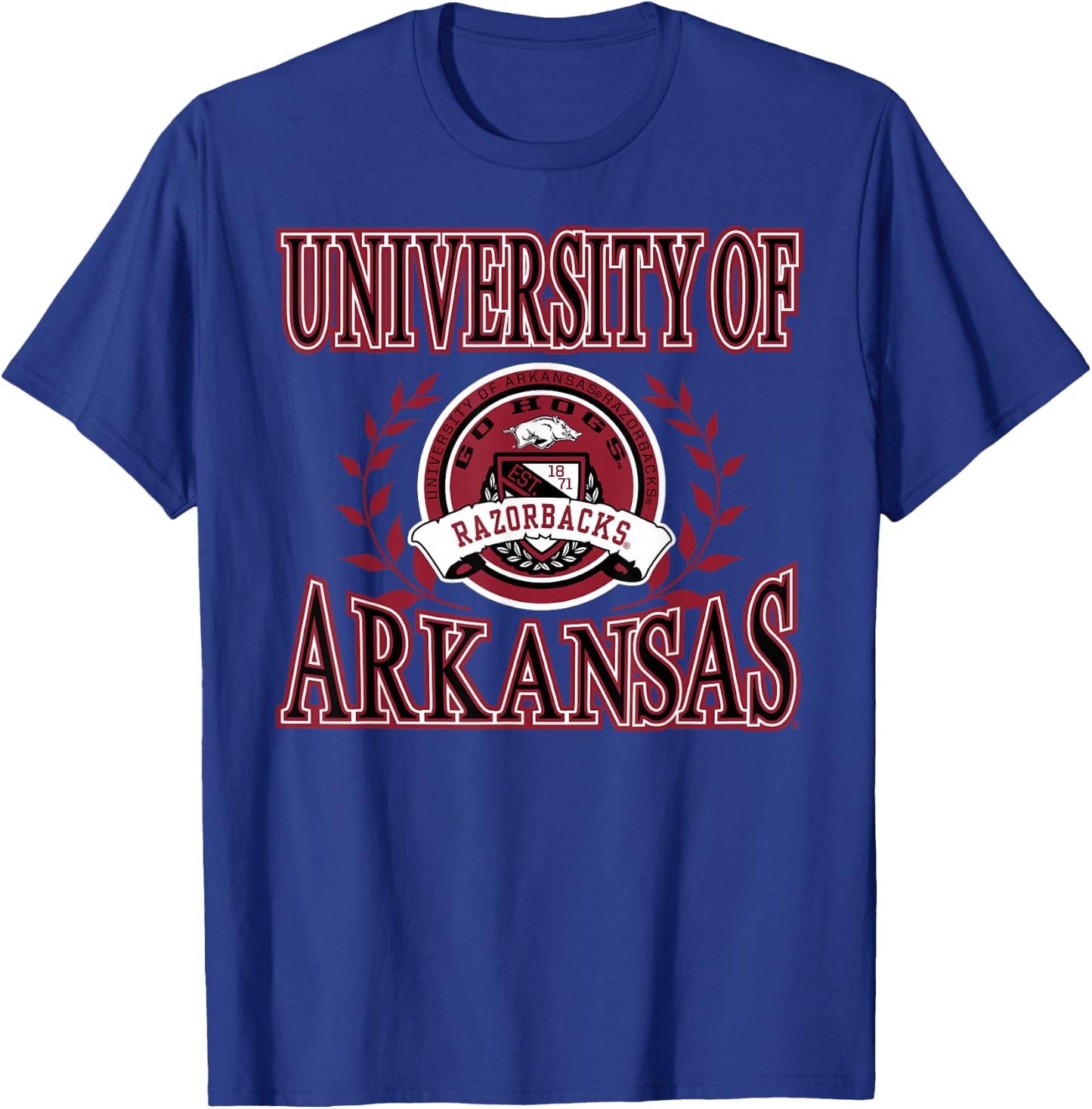 Elite Authentics Arkansas Razorbacks Laurels Black Officially Licensed , Small T-Shirt - T-Shirt | Royal