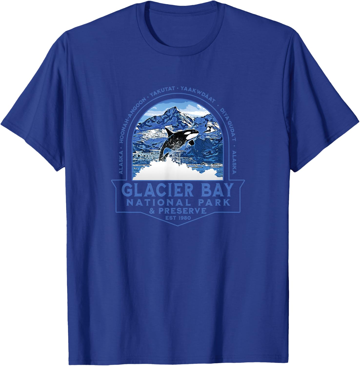 Glacier Bay National Park Alaska Orca Mountains Souvenir T-Shirt - T-Shirt | Royal