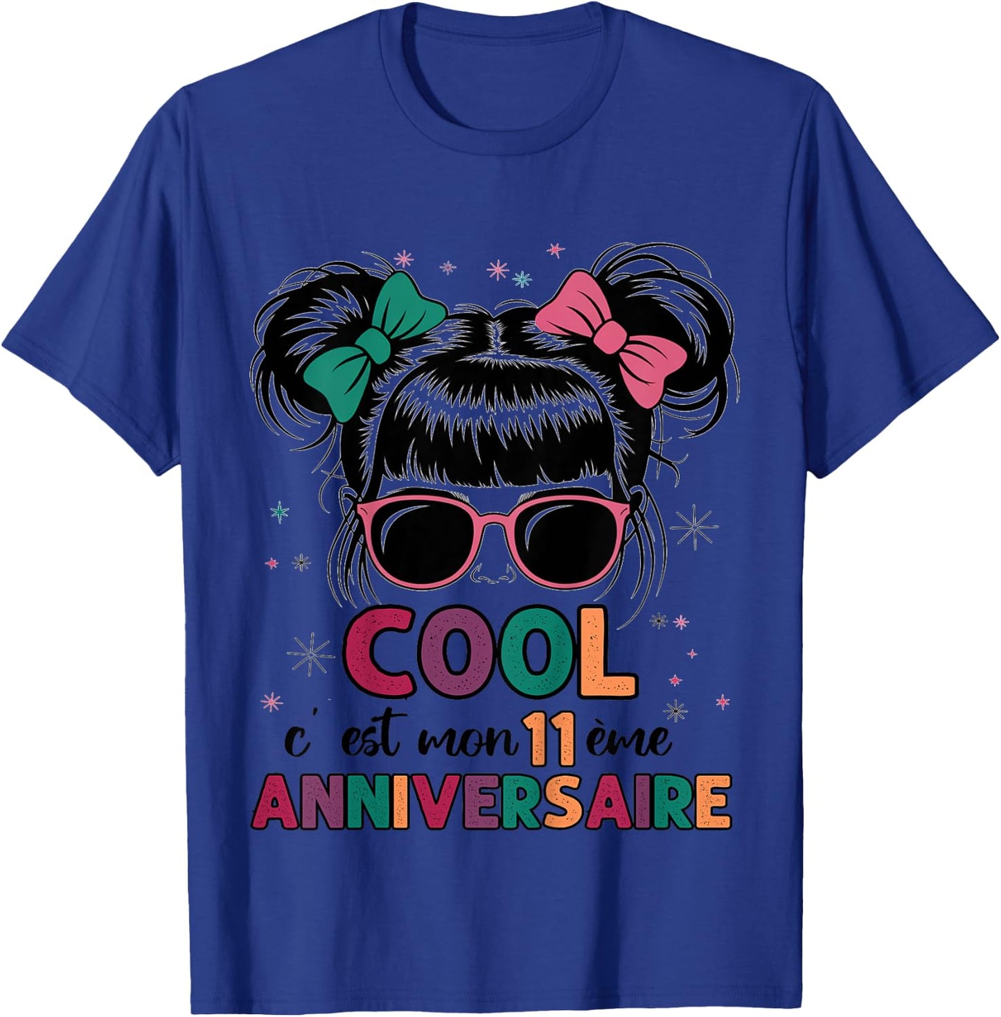Children's 11 Year Old Birthday Gift Girl Cool Fun Glasses Festive , white, 2 T-Shirt - T-Shirt | Royal