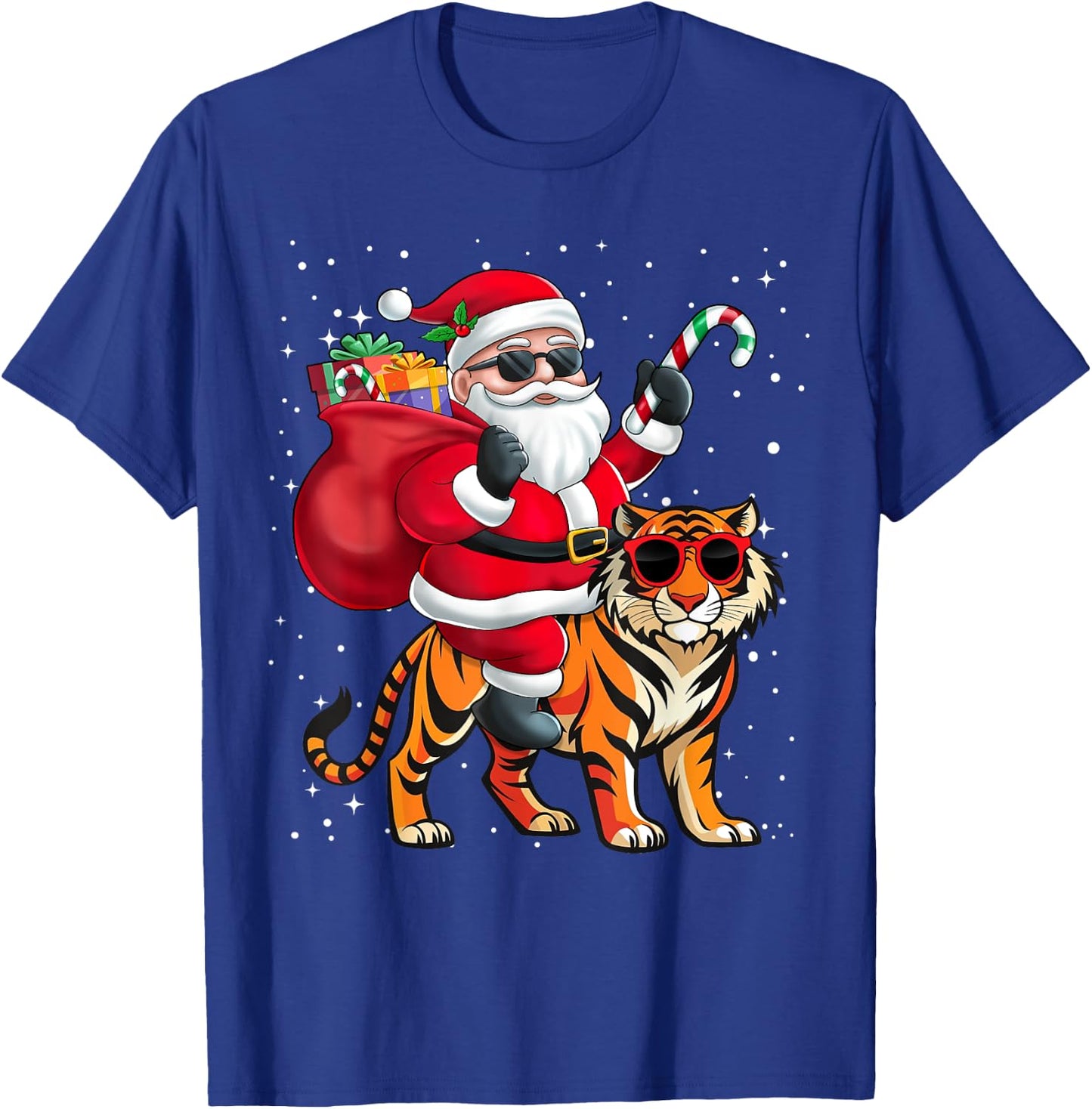 Santa Claus Riding A Tiger Christmas Boy Girl Kids T-Shirt - T-Shirt | Royal