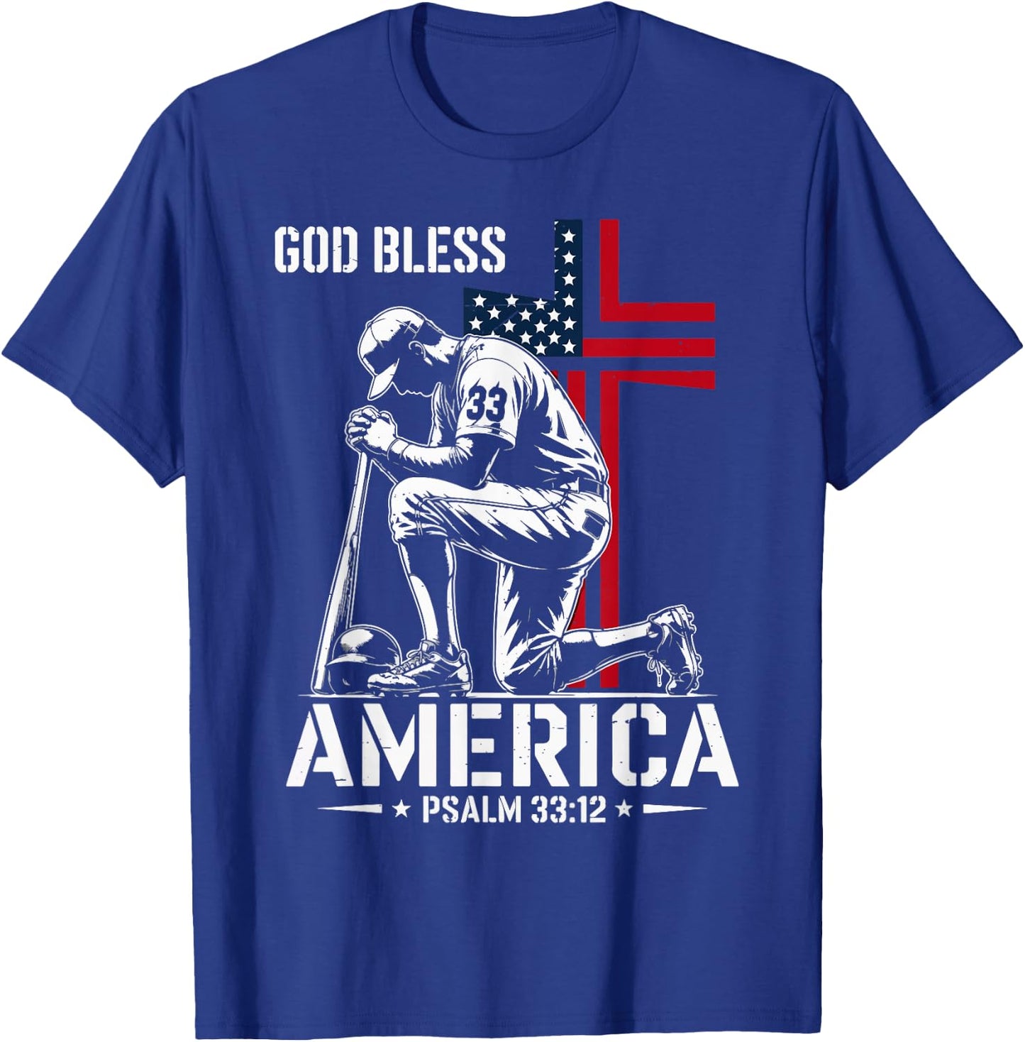God Bless America Patriotic Baseball Christian Faith Men's T-Shirt - T-Shirt | Royal
