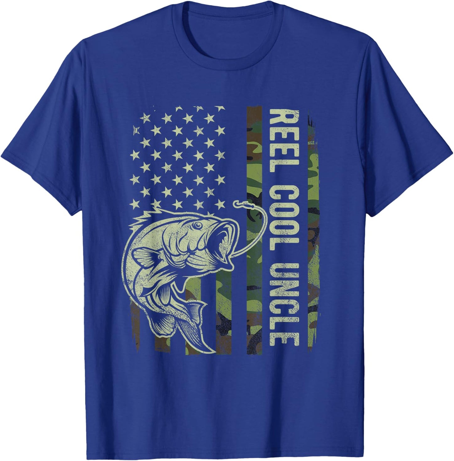 Reel Cool Uncle Camouflage American Flag Funny Uncle T-Shirt - T-Shirt | Royal