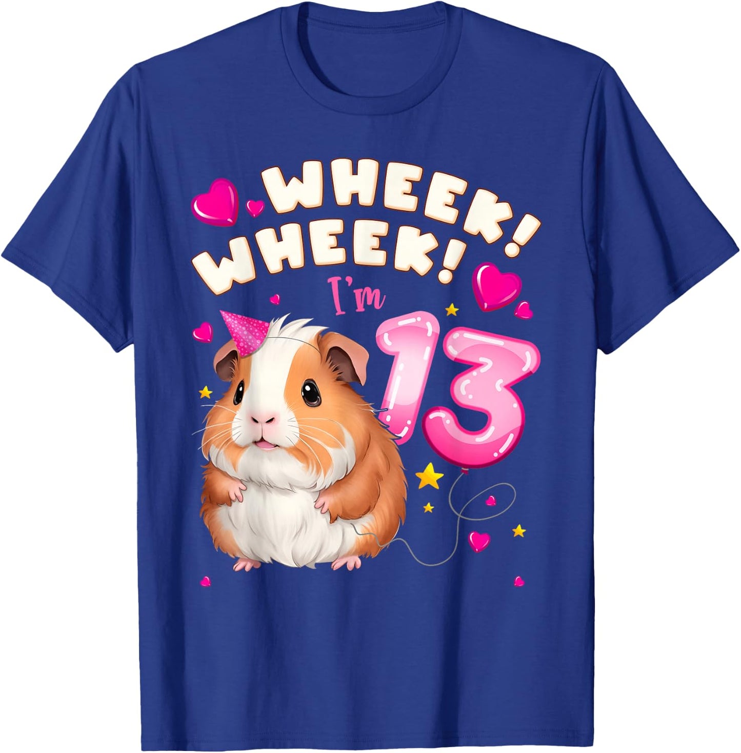 13th Birthday Girl 13 Years, Guinea Pig and Big Number 13 T-Shirt - T-Shirt | Royal