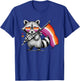 Funny Cute Raccoon Hold Flag Lesbian Subtle Sapphic Pride T-Shirt - T-Shirt | Royal