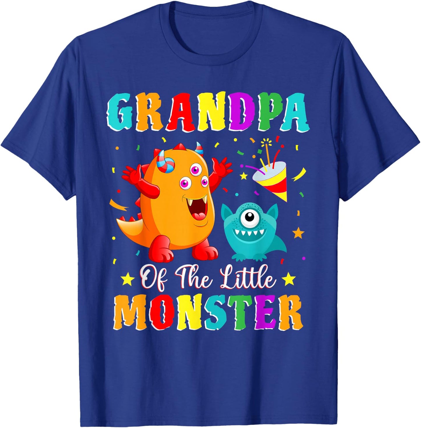 Grandpa Of The Little Monster Family Matching Birthday Party T-Shirt - T-Shirt | Royal