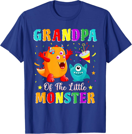 Grandpa Of The Little Monster Family Matching Birthday Party T-Shirt - T-Shirt | Royal