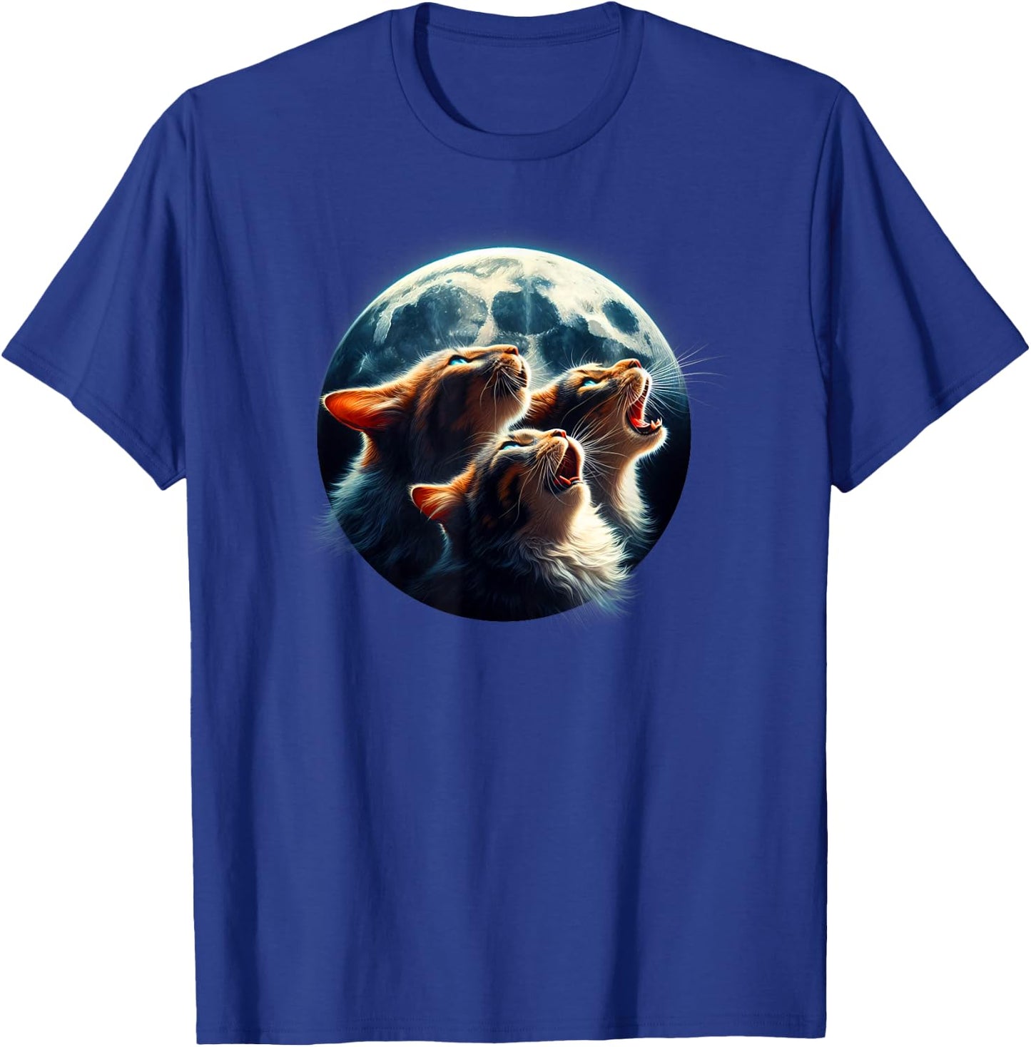 Funny Cute Cat Shirt Three Cats Moon Kitten Graphic Women Kids T-Shirt - T-Shirt | Royal