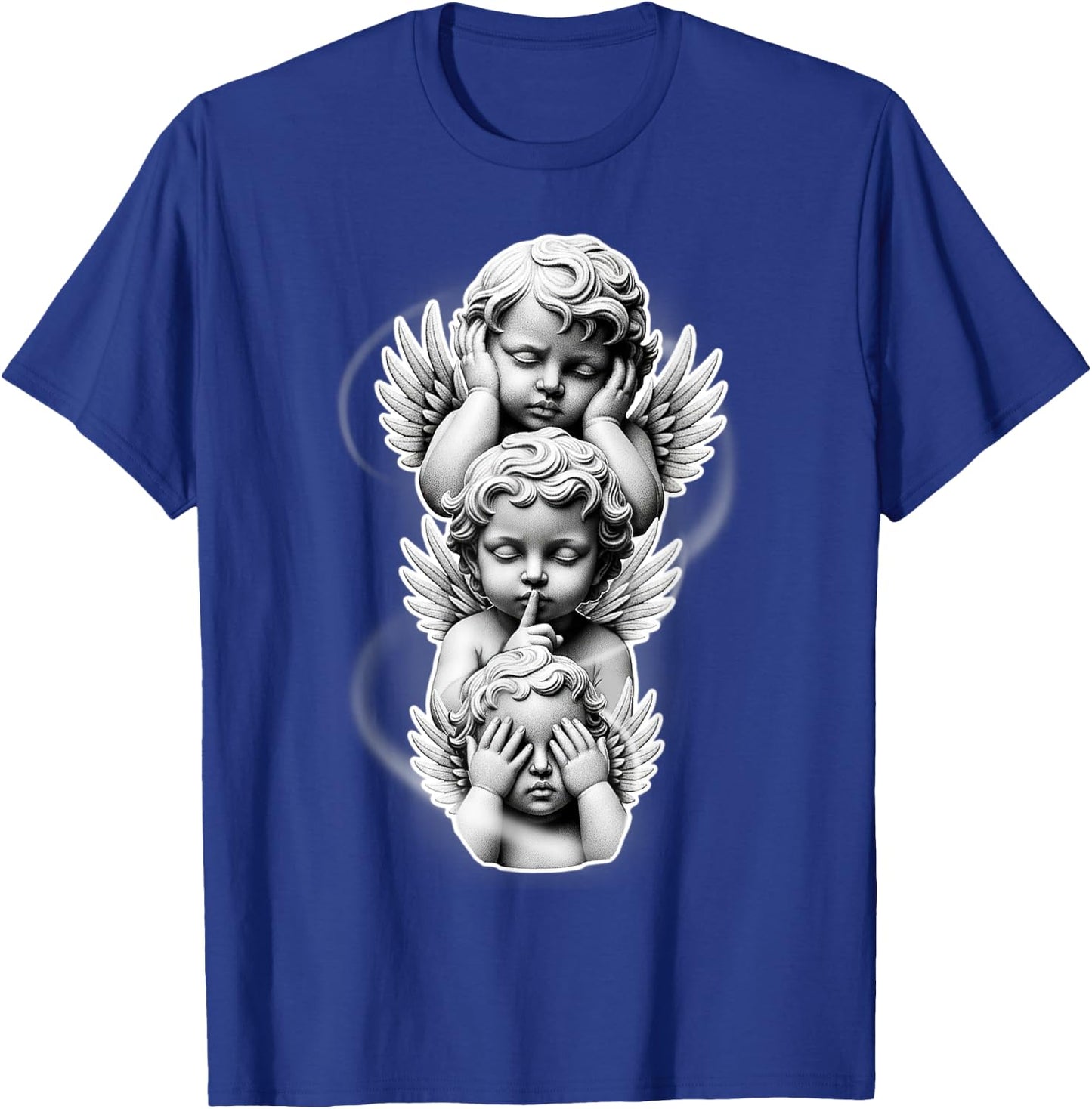See No Evil Speak No Evil Hear No Evil Baby Angel Cherubs T-Shirt - T-Shirt | Royal