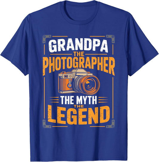Grandpa The Photographer The Myth The Legend T-Shirt - T-Shirt | Royal