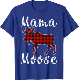 Mama Moose Family Christmas Pajama Red& Black Plaid Flannel T-Shirt - T-Shirt | Royal
