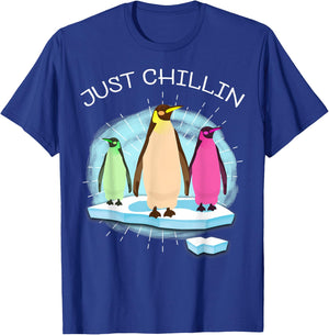 UAB KIDKIS Kids Black Cartoon Penguin On Ice Funnny T-Shirt - T-Shirt | Royal