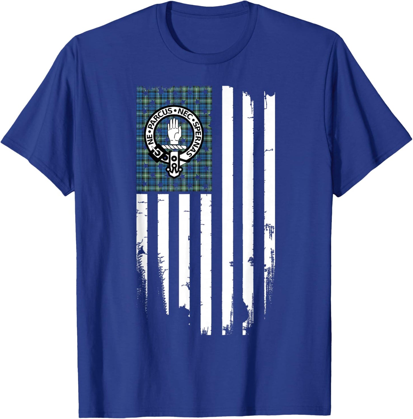 Scottish American Lamont Clan & Stripes Flag T-Shirt - T-Shirt | Royal
