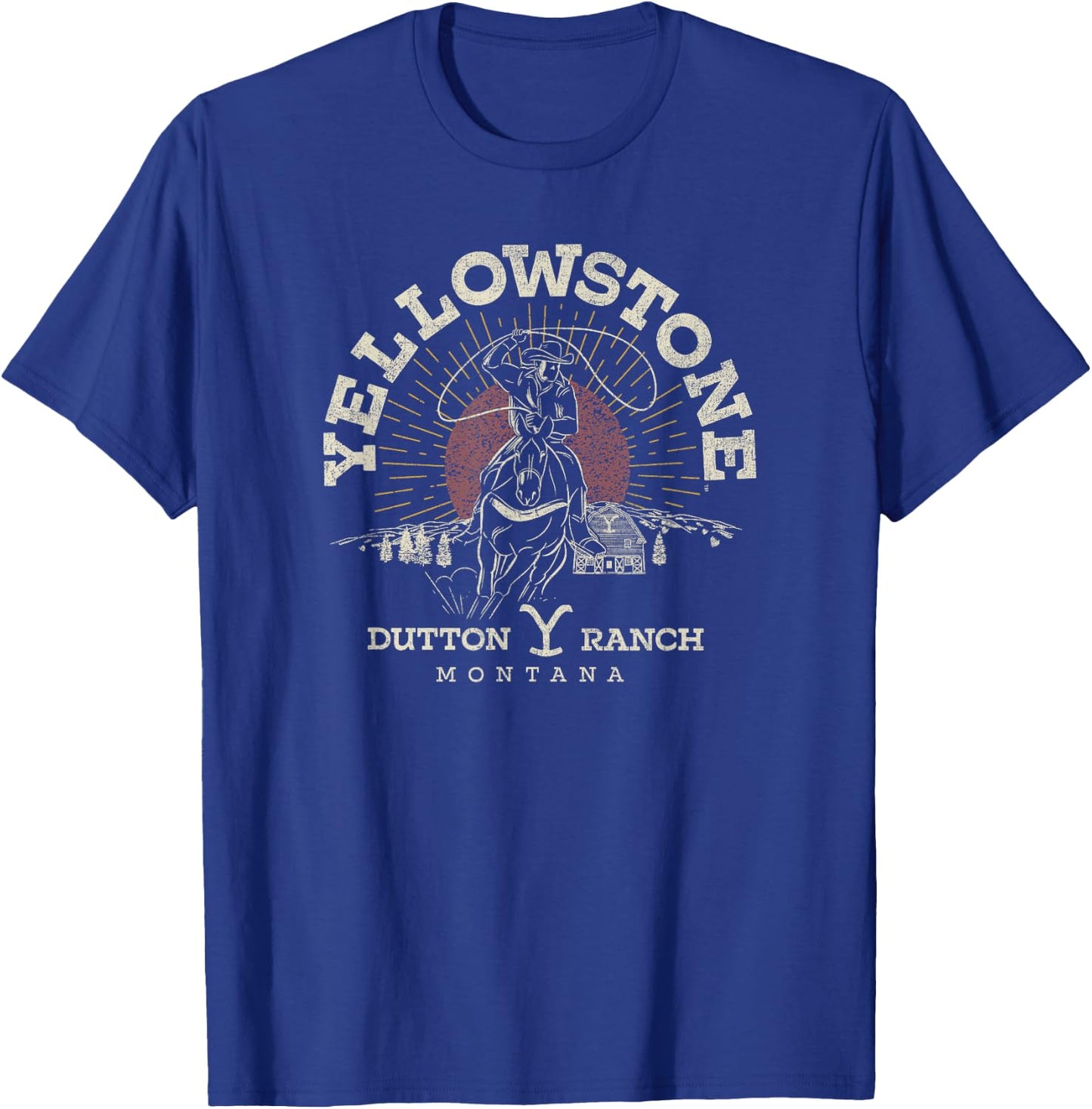 Y Yellowstone Dutton Ranch Roping Riding Black Adult S EU Small Classic Short Sleeve T-Shirt - T-Shirt | Royal