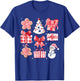 Cute Coquette Christmas Red Bows Santa Gingerbread Snowman T-Shirt - T-Shirt | Royal