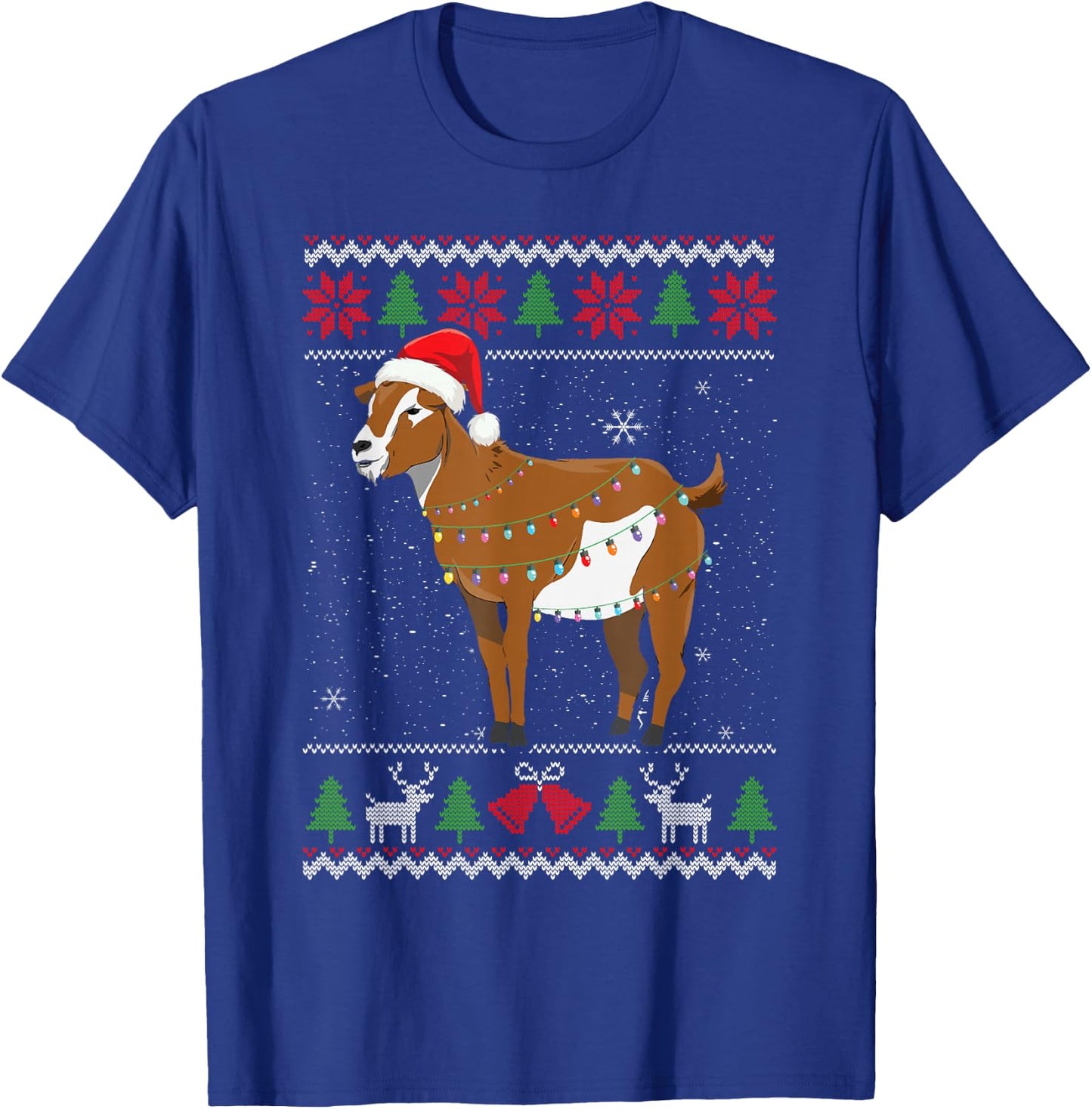 Goat Christmas Sweater Goat Christmas Tree Lights T-Shirt - T-Shirt | Royal