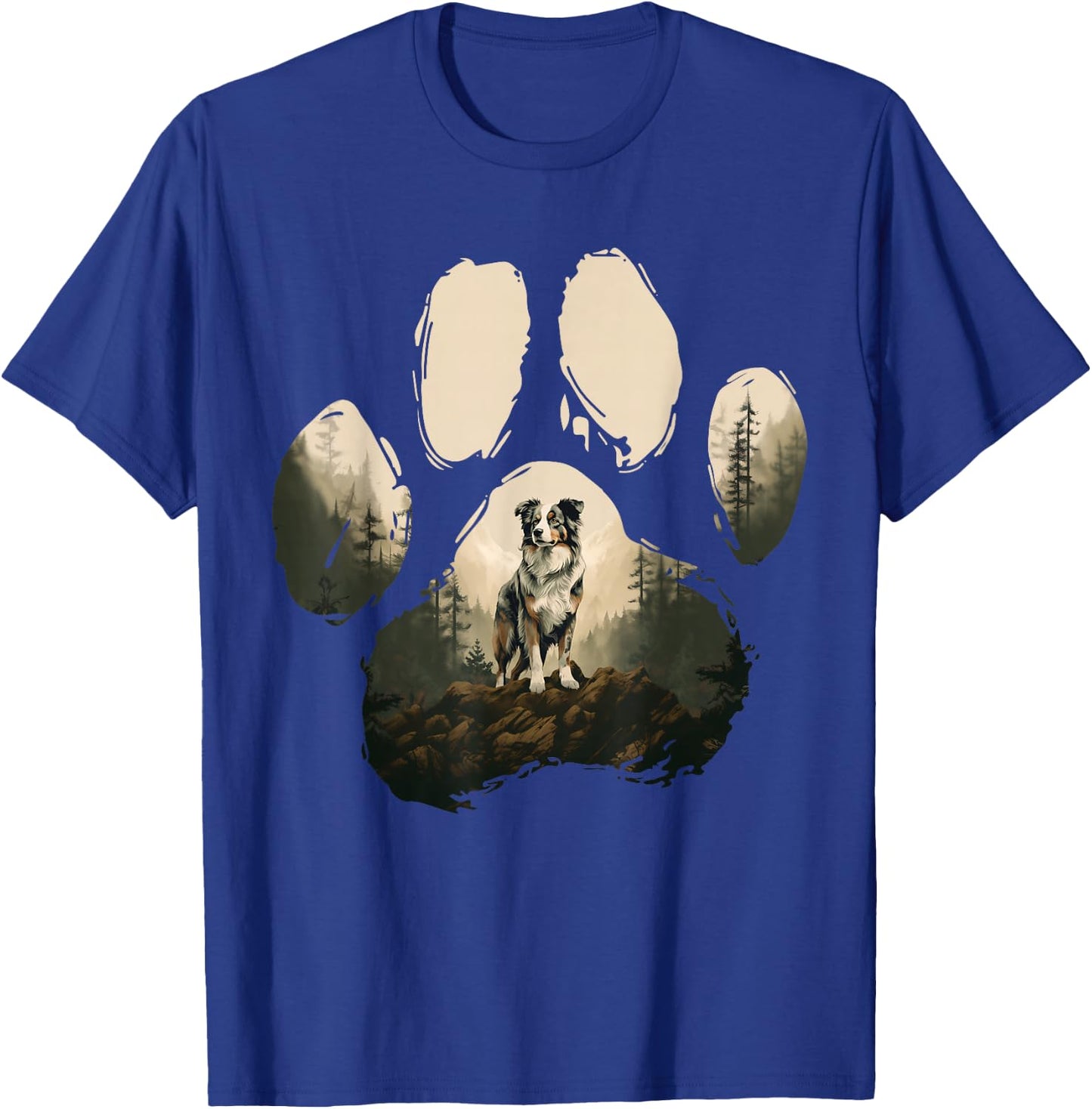 Australian Shepherd Mountain Paw Design Dog Mum Dad , black T-Shirt - T-Shirt | Royal