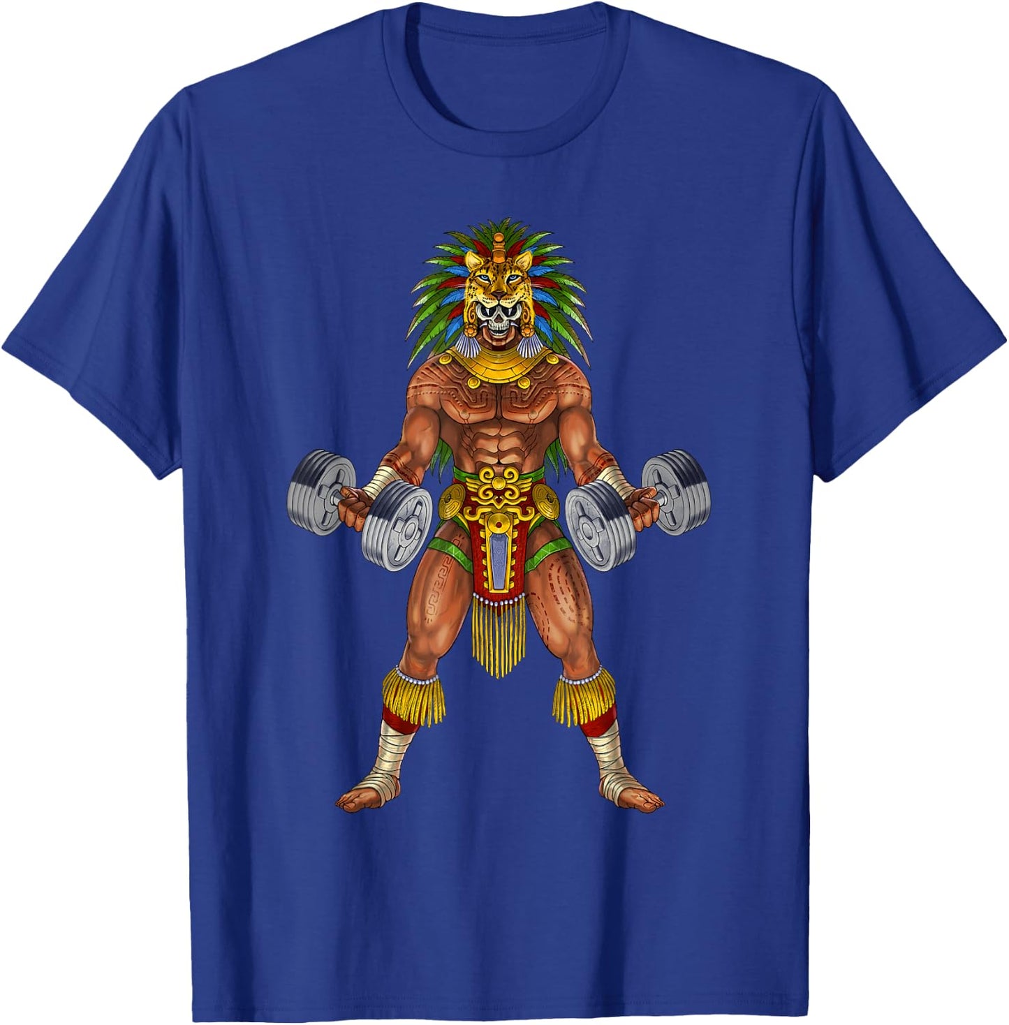Aztec Jaguar Warrior Bodybuilding Gym Weightlifting Fitness T-Shirt - T-Shirt | Royal