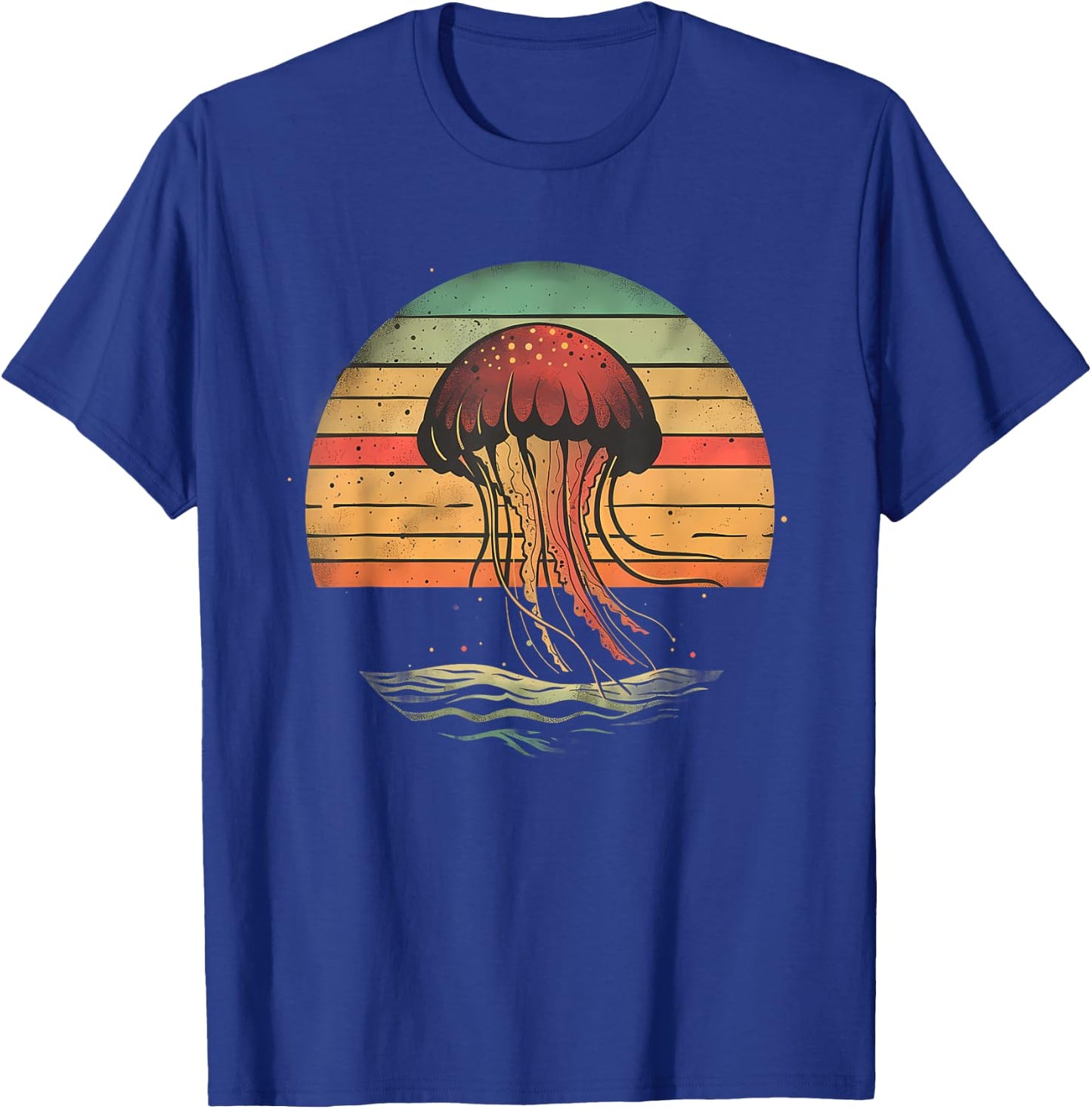 Jellyfish Retro Sunset Marine Mammal Sea Ocean Jellyfish T-Shirt - T-Shirt | Royal