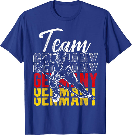 Team Germany German Team Sport Ice Hockey Player Tra , black T-Shirt - T-Shirt | Royal