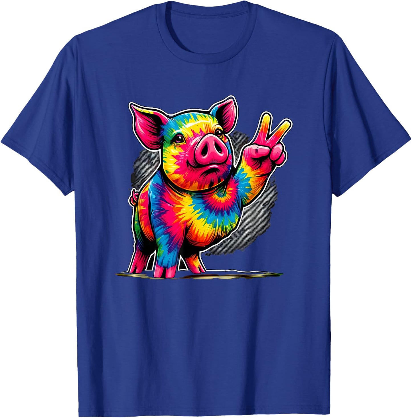 Peace Sign Tie Dye Pig T-Shirt - T-Shirt | Royal