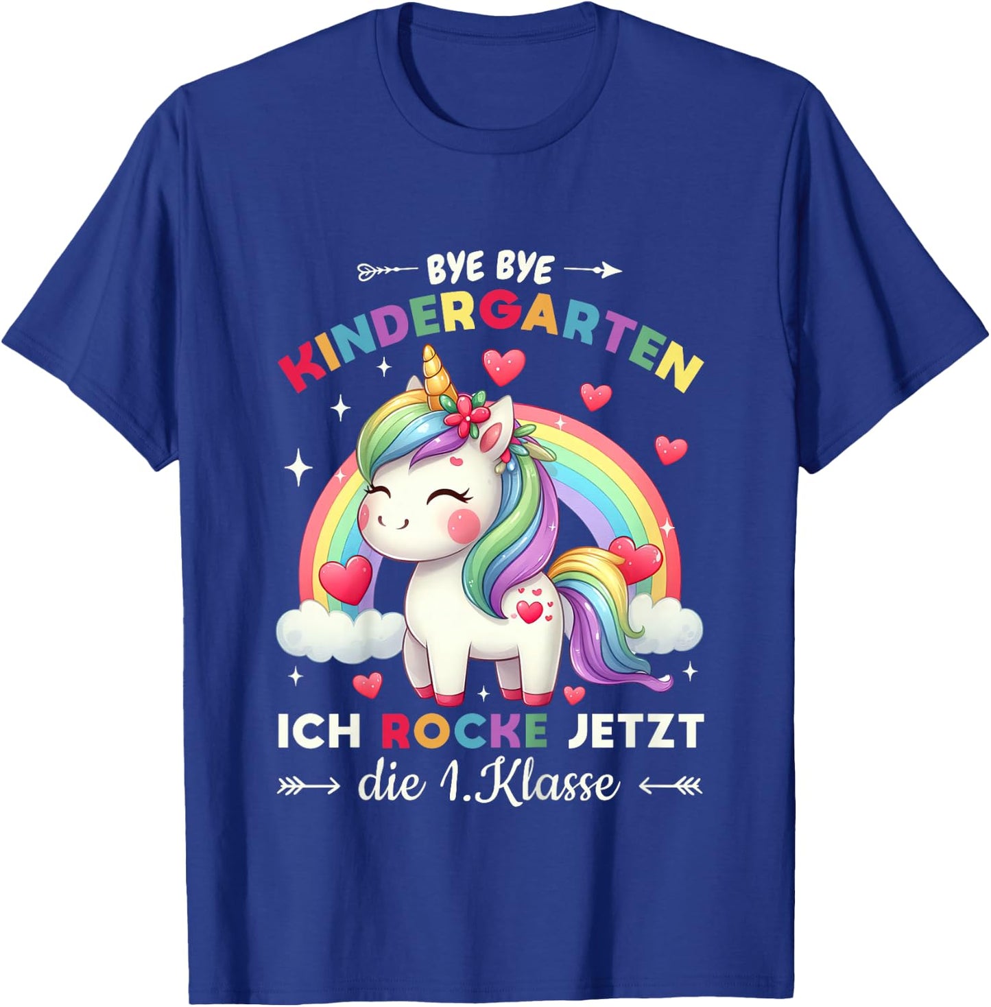Bye Bye Kindergarten Abschied Schulkind Mädchen Einhorn T-Shirt - T-Shirt | Royal