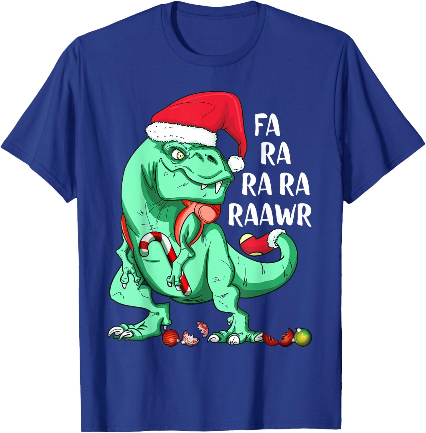 Fun Holiday T-Rex Dinosaur in Santa Hat FA RA RAWR Christmas T-Shirt - T-Shirt | Royal