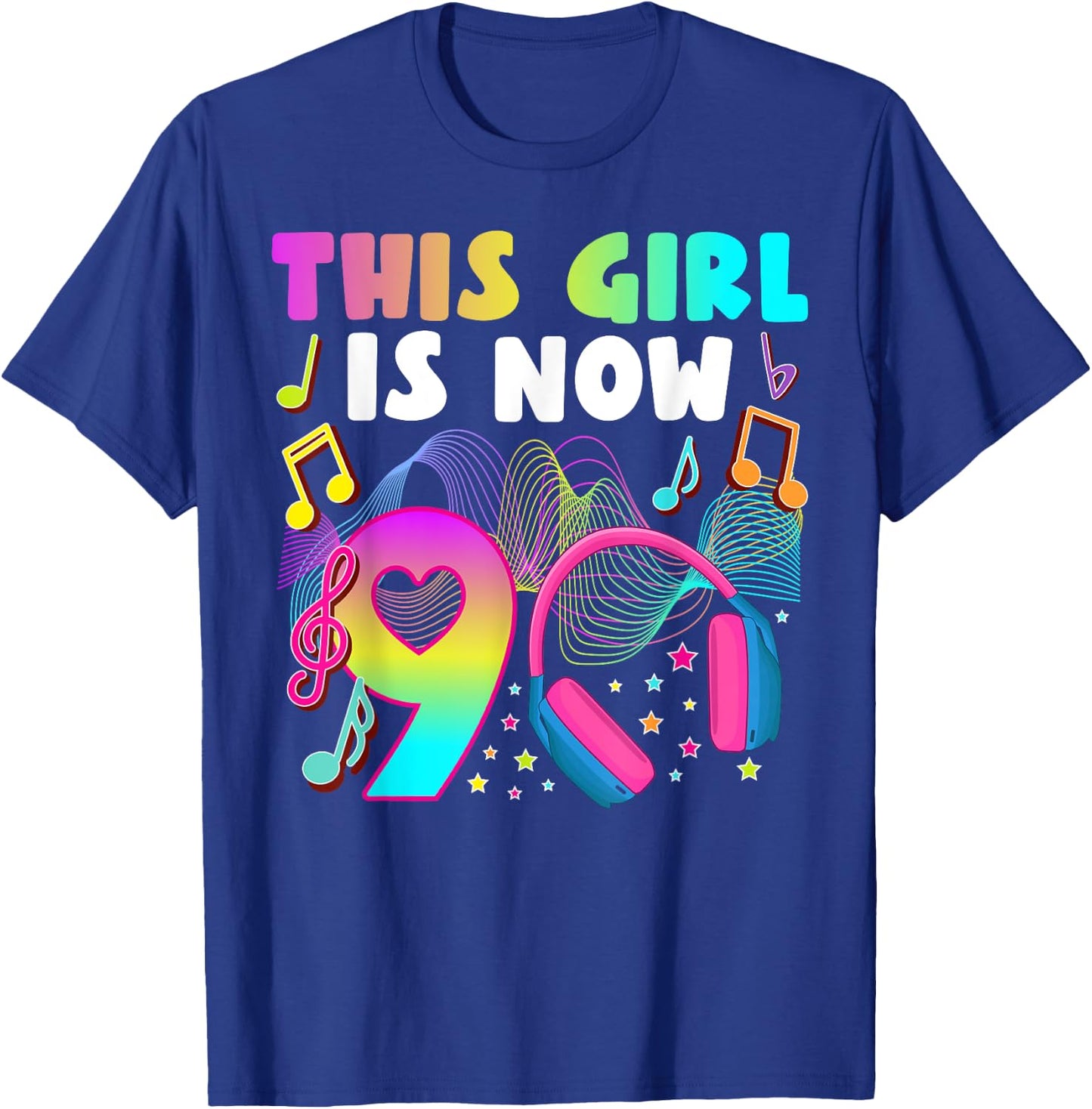 9th Music Birthday Party 9 Year Old Musical Birthday T-Shirt - T-Shirt | Royal